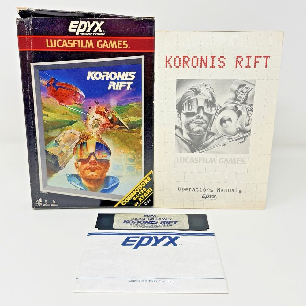 Koronis Rift Atari 400/800 Commodore 64/128 Lucasfilm Epyx Big Box CIB Tested